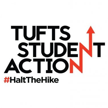 Tufts student action logo with #HaltTheHike