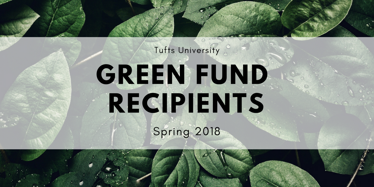Green fund recipients spring 2018, text over background of leaves
