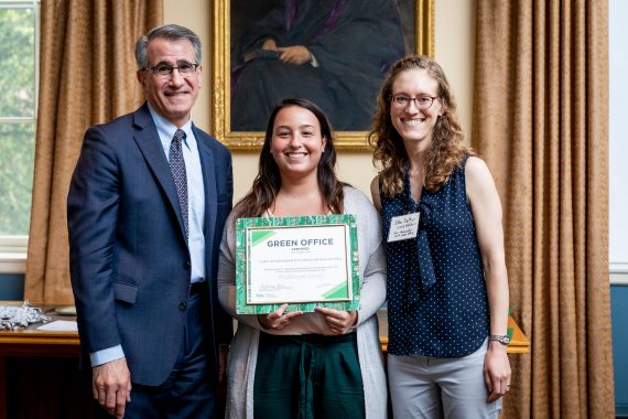Green office awardees with President Anthony Monaco
