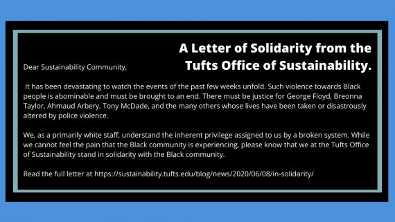 Solidarity Letter from the Tufts Office of Sustainability